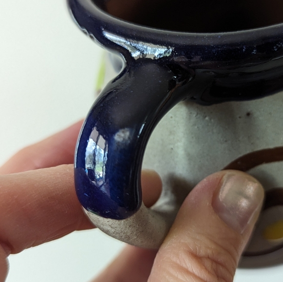 Vintage Mexican Folk Art Hand Painted Terracotta Pottery Stoneware Mug Butterfly - Picture 10 of 13